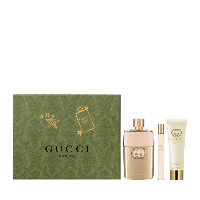 

Мужская туалетная вода Guilty Pour Femme Eau de Parfum Set de regalo navideño para mujer Gucci, EDP 90 ml + Body Lotion 50 ml + Mini