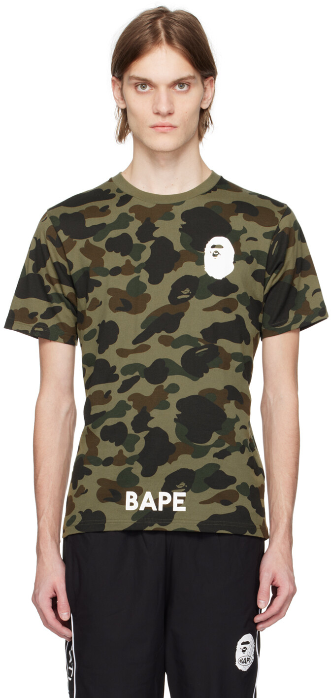 

Зеленая футболка с камуфляжным принтом 1st BAPE, Зеленый