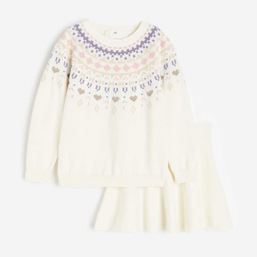 

Комплект свитер и юбка H&M Cotton, 2 предмета, белый