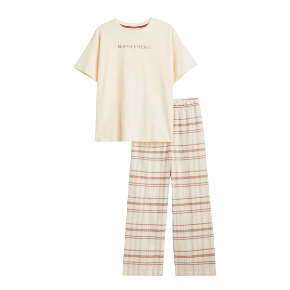 

Пижама H&M Checked, светло-бежевый