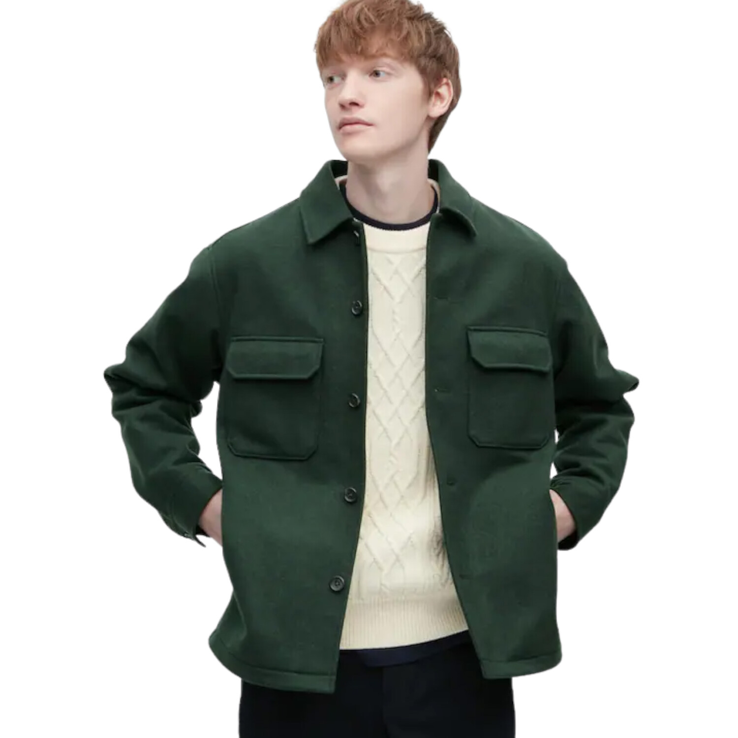 

Рубашка Unisex Uniqlo Checked Overshirt, темно-зеленый