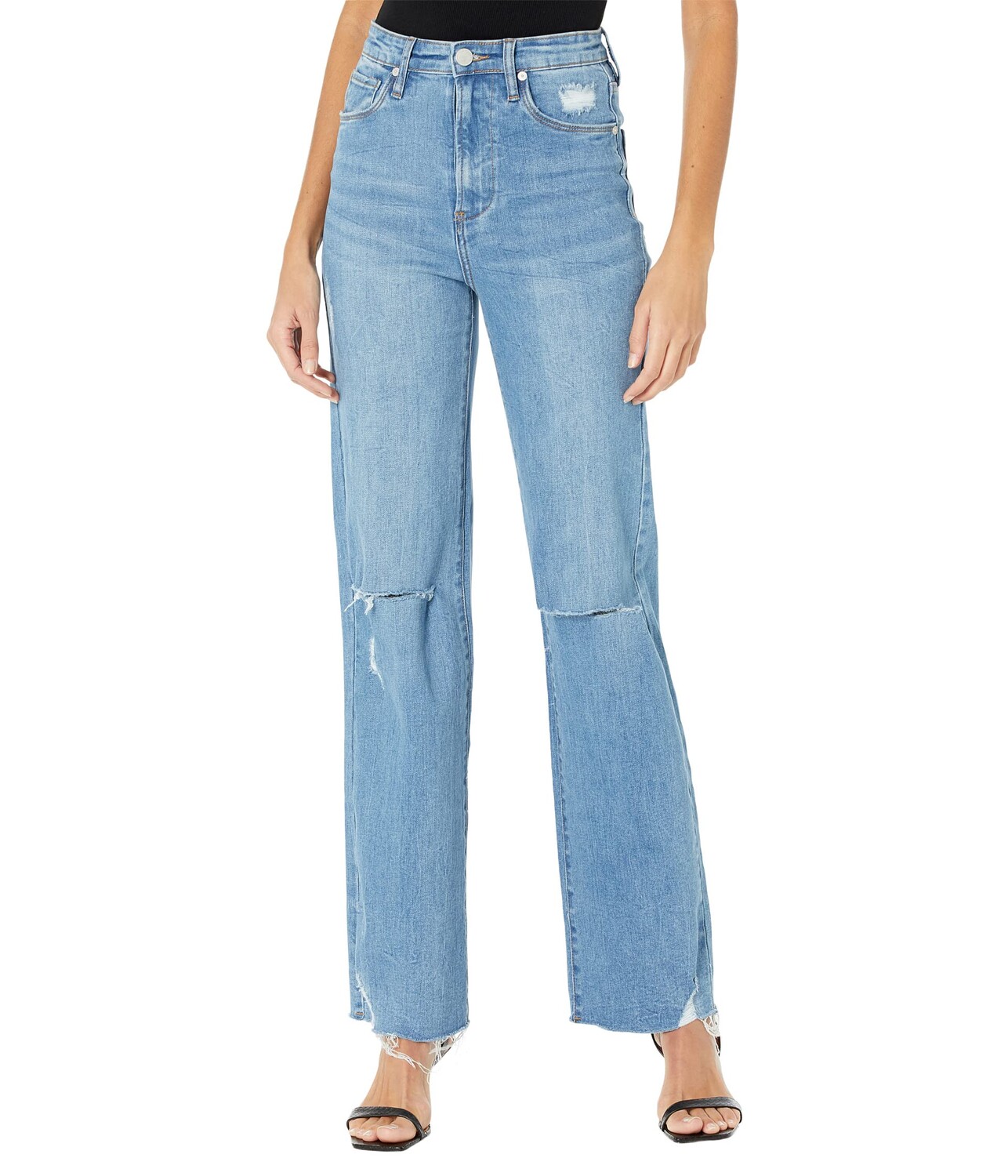 

Джинсы Blank NYC, The Franklin Wide Leg and Longer Inseam Jeans with Ripped Knees in Sunset Rider