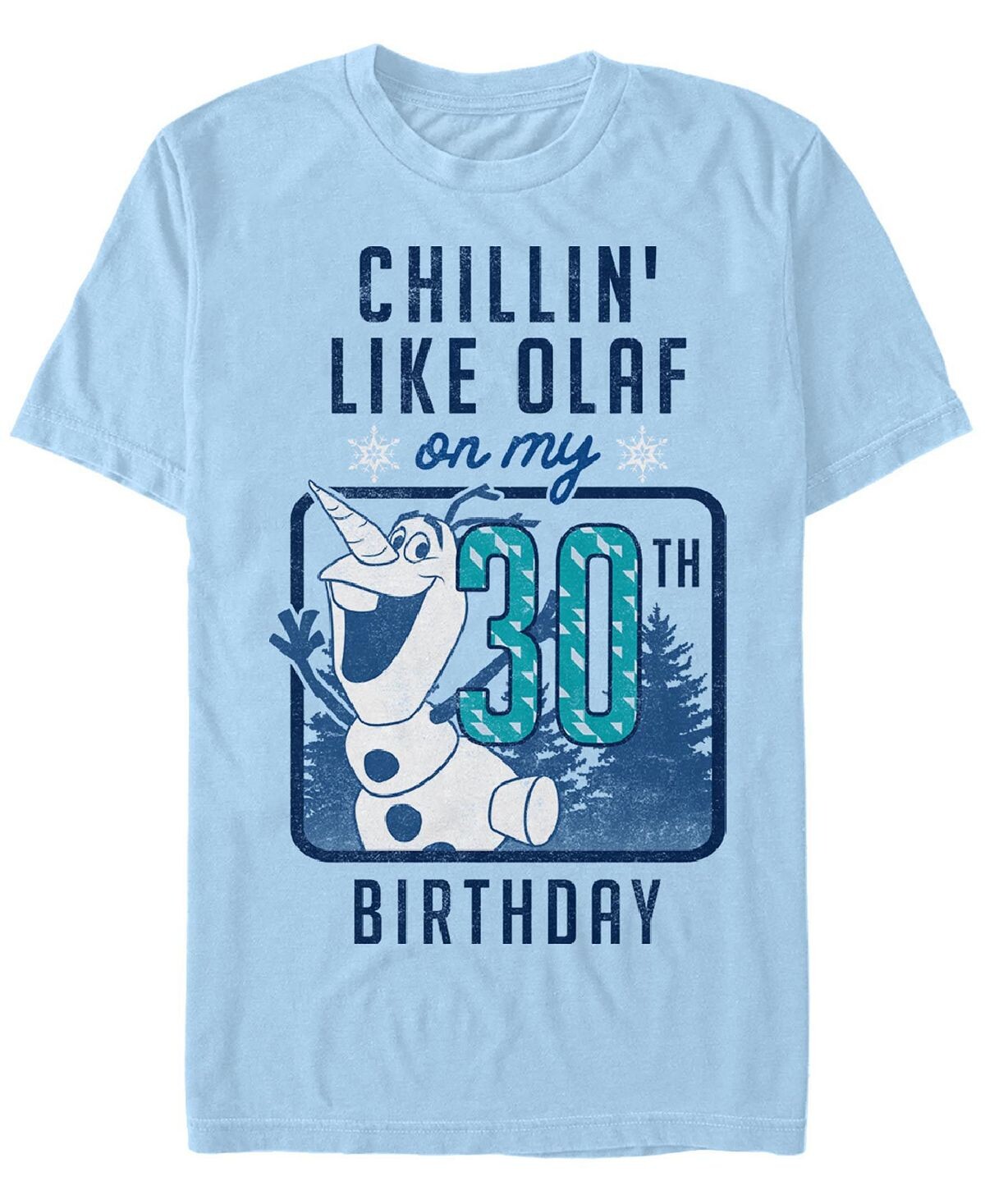 

Мужская футболка с круглым вырезом и короткими рукавами olaf birthday 30 Fifth Sun, светло-синий