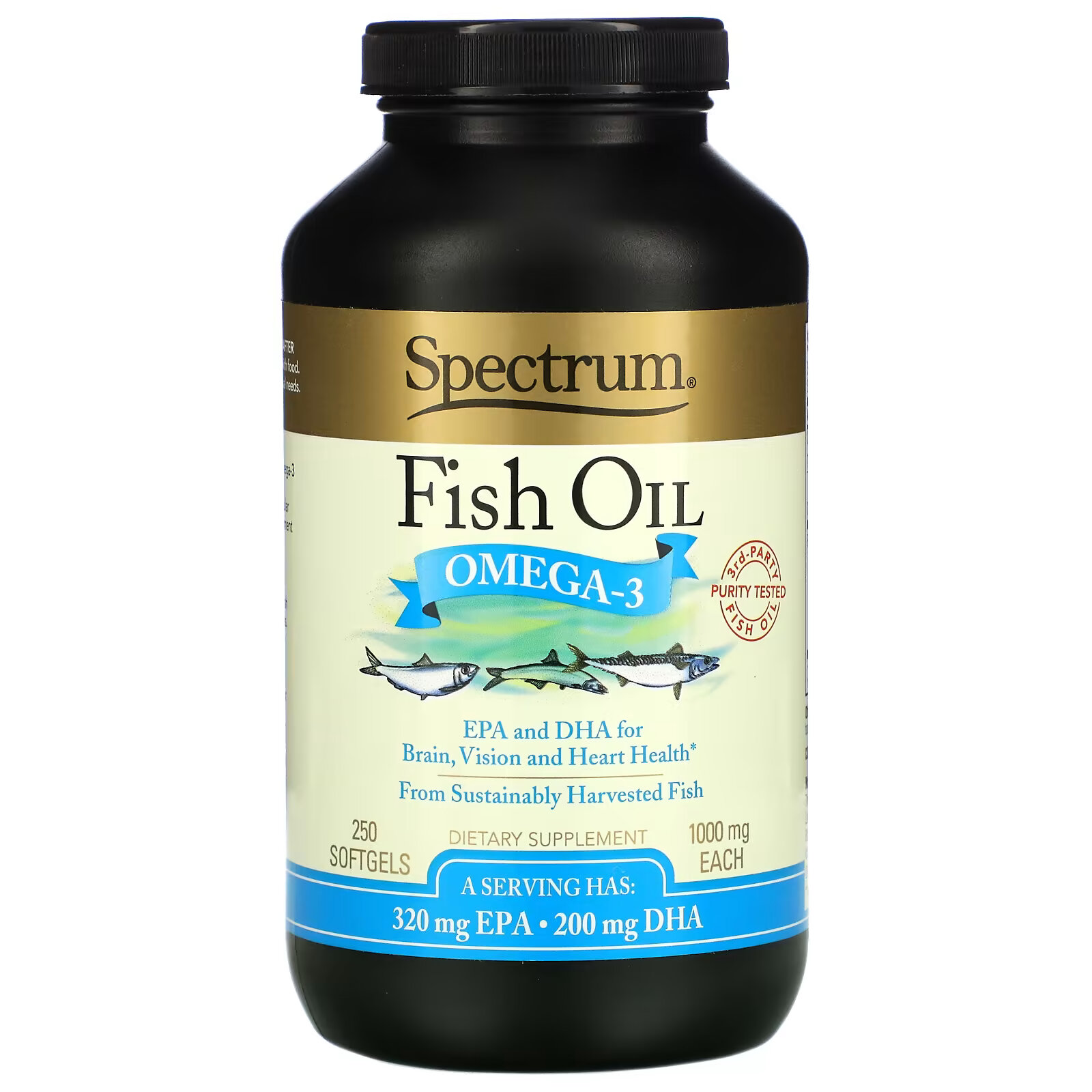 Spectrum Essentials, рыбий жир, омега-3, 1000 мг, 250 капсул рыбий жир омега 3 spectrum essentials 1000 мг 250 мягких таблеток