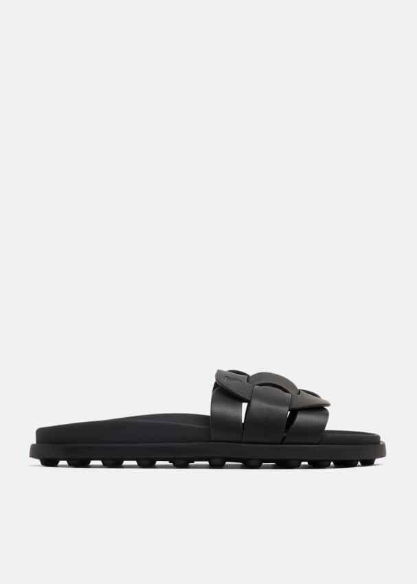 

Шлепанцы TOD'S Woven leather slides, черный