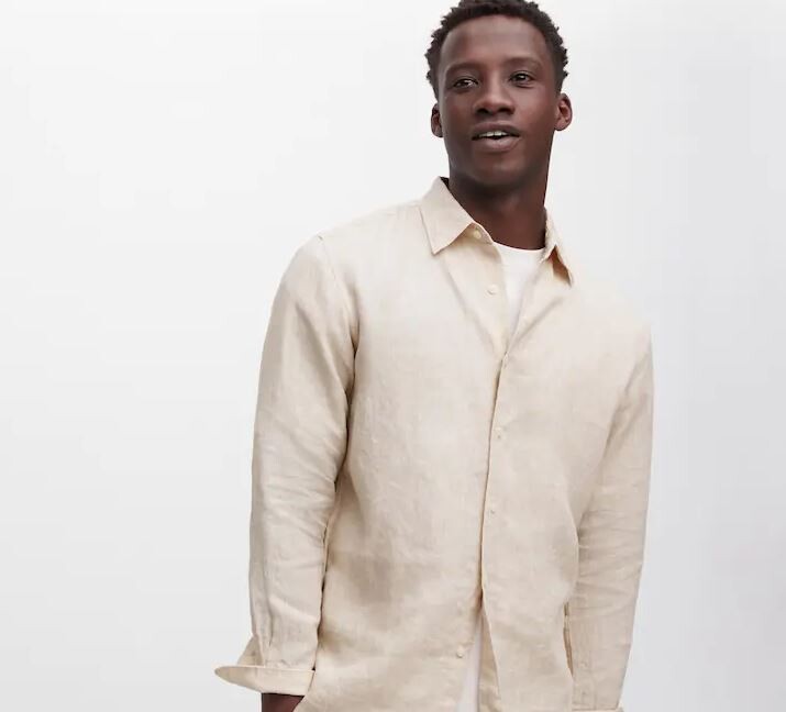 

Рубашка классического кроя из льна премиум-класса Uniglo Premium Linen Regular Fit, бежевый