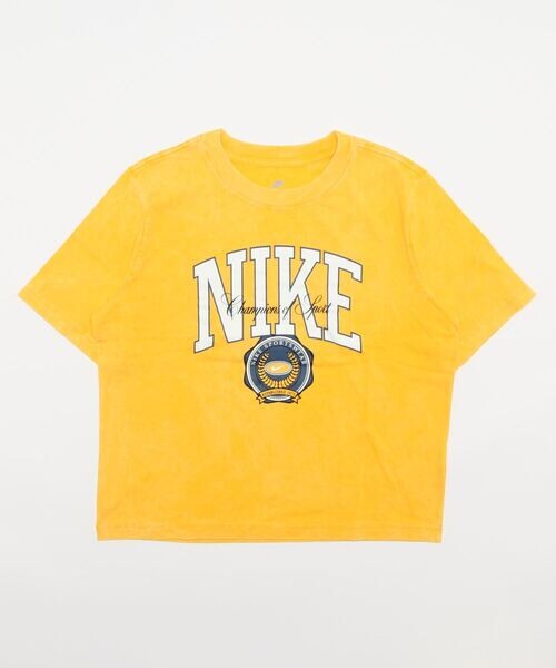 

Футболка Nike WMNS NSW Boxy Varsity S/S Tee, желтый/белый/синий