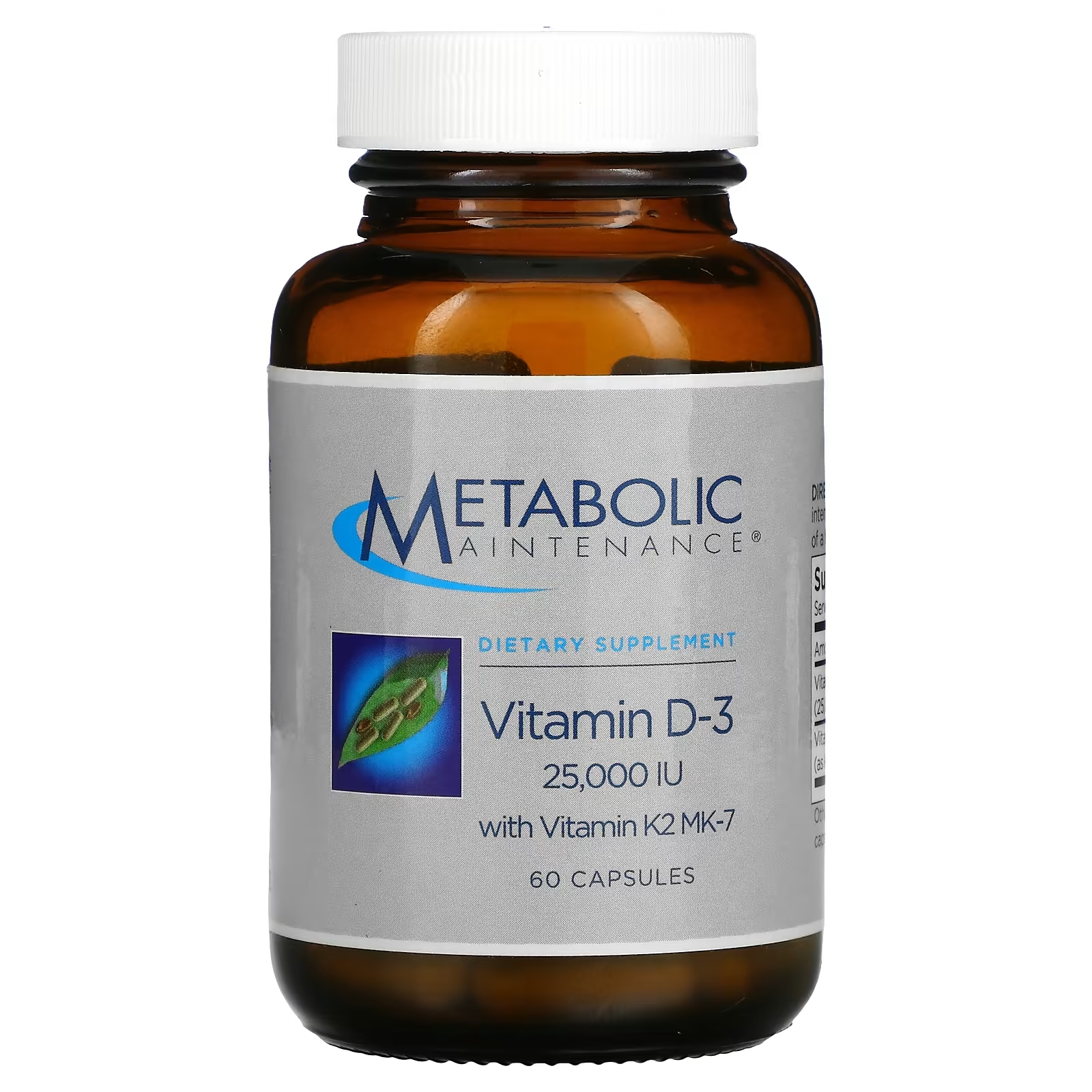 Metabolic Maintenance Витамин D-3 с витамином K2 MK-7 625 мкг 25000 МЕ, 60 капсул