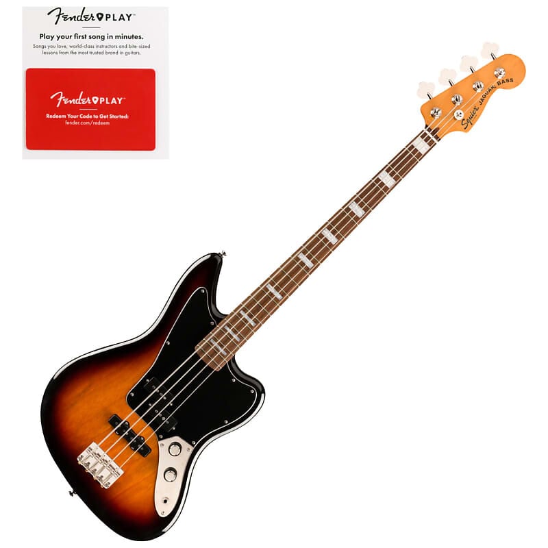 

Squier Classic Vibe Jaguar Bass, Laurel FB, 3 цвета Sunburst с игровой картой Fender