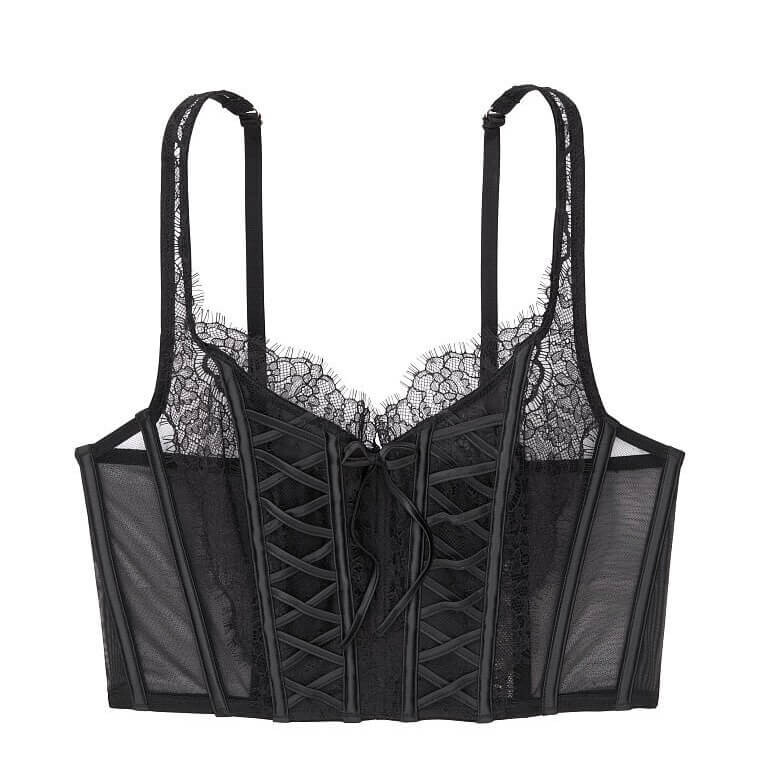 

Корсетный топ Victoria's Secret Dream Angels Unlined Lace-Up, черный