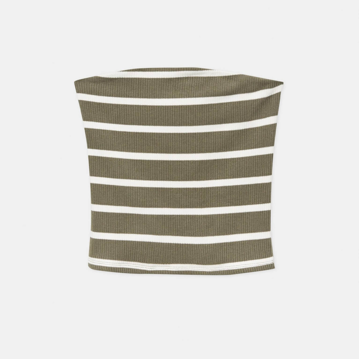 

Топ Pull&Bear Striped Ribbed Bandeau, хаки/кремовый