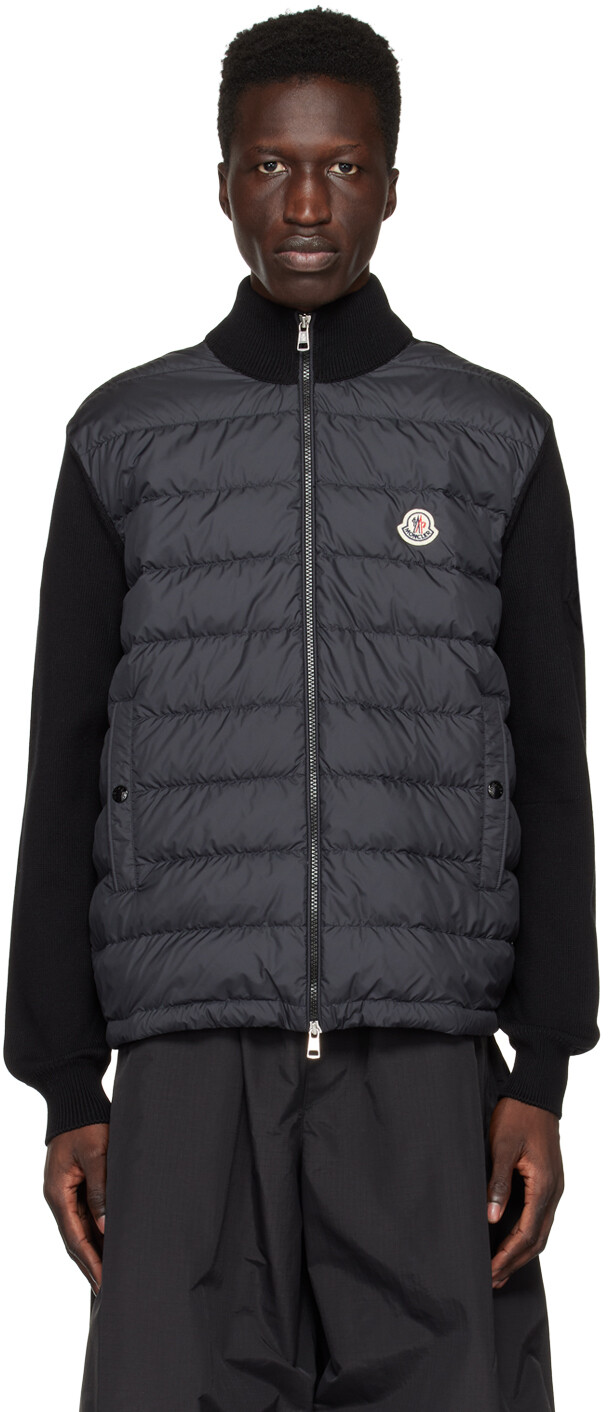 

Черный кардиган с воротником-стойкой Moncler