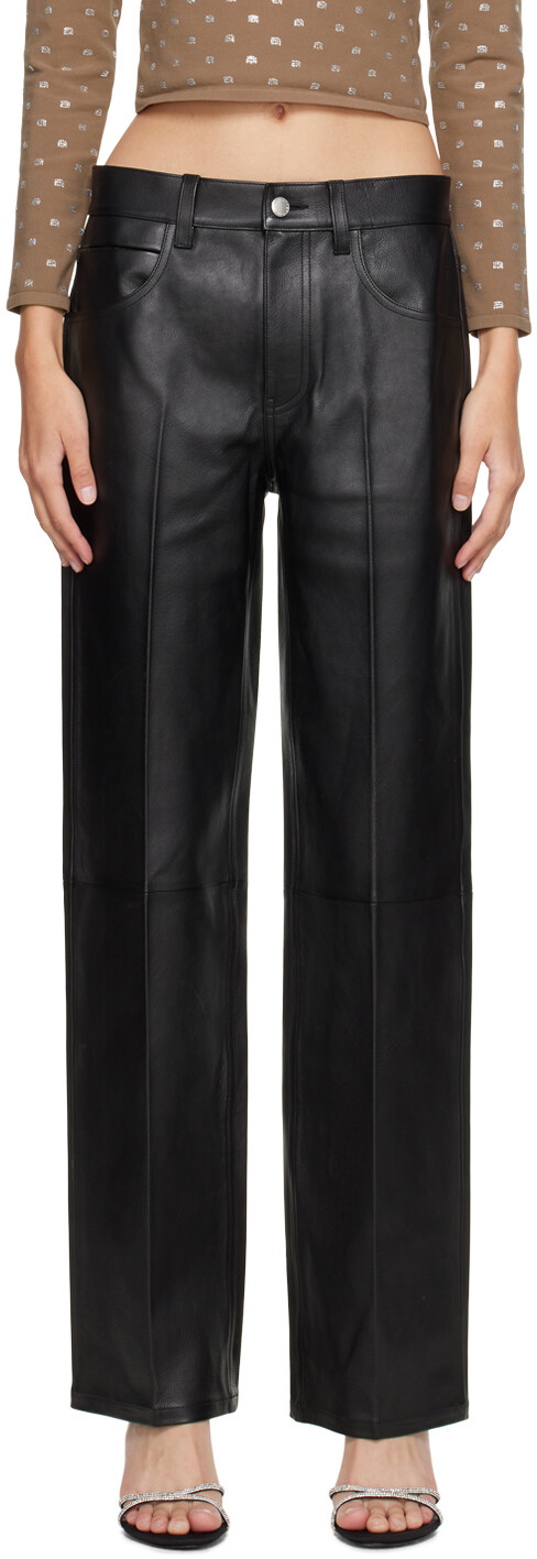 

Черные кожаные брюки с набором Alexander Wang