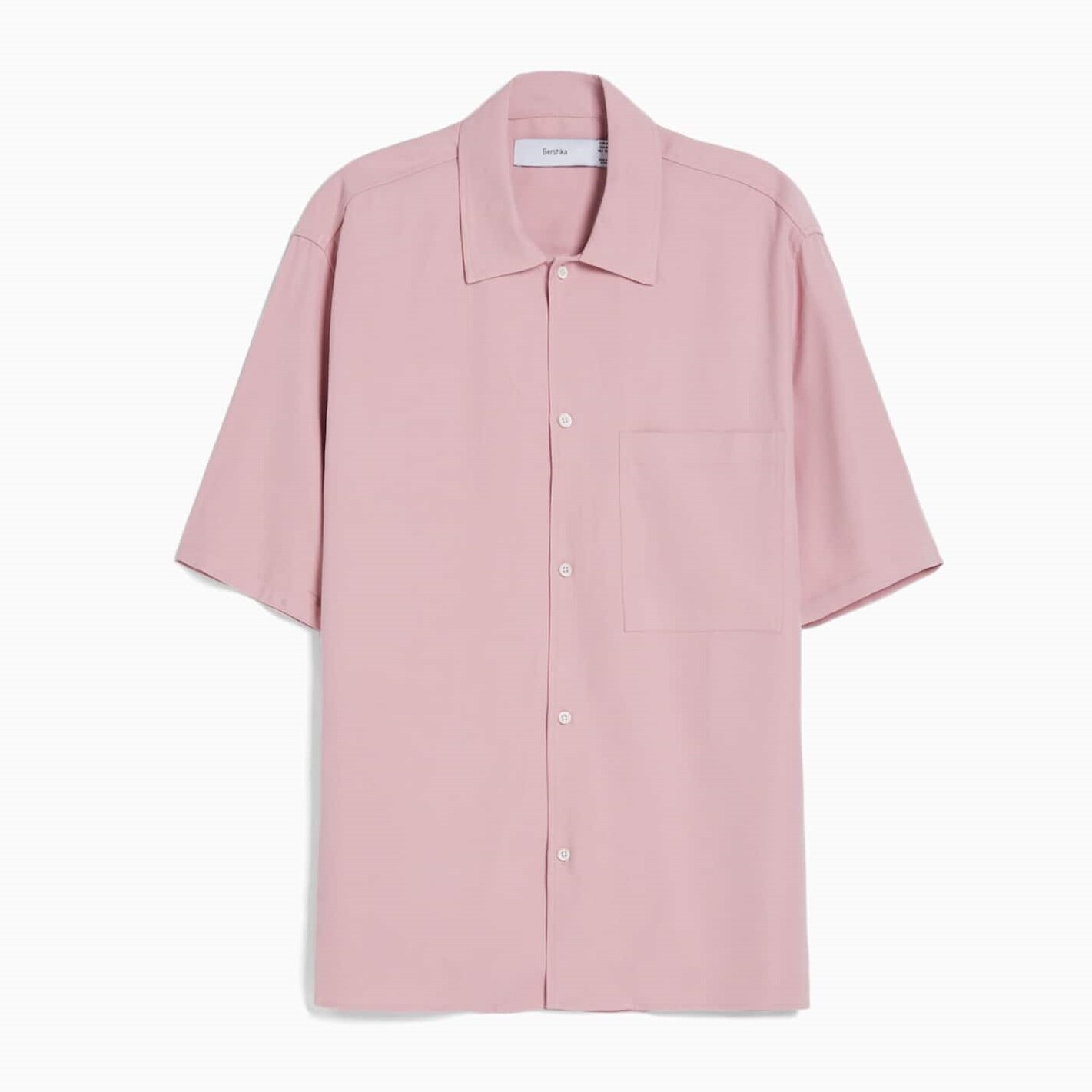 

Рубашка Bershka Relaxed Fit Short Sleeve, розовый