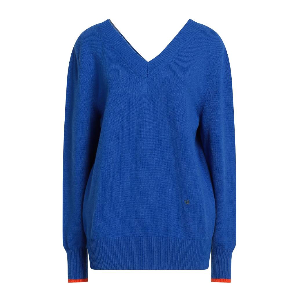 Джемпер Victoria Beckham Cashmere, синий пуловер с v образным вырезом из тонкого кашемирового трикотажа xxl синий