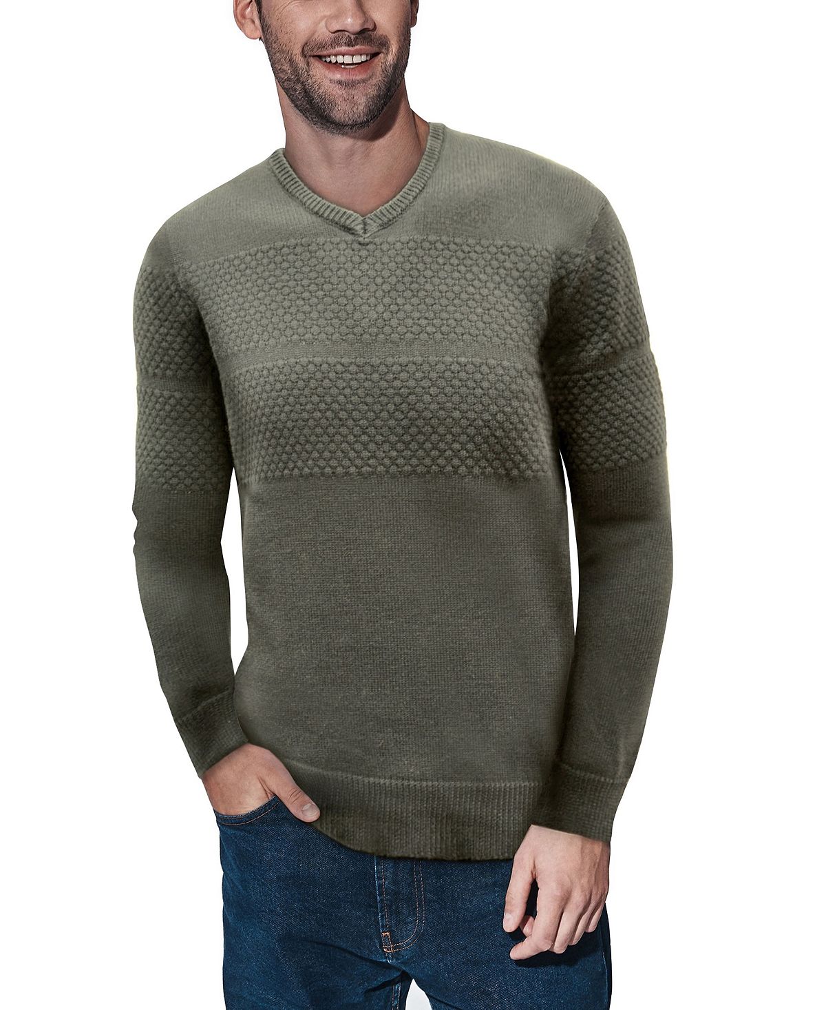 Мужской свитер сотовой вязки с v-образным вырезом X-Ray мужской свитер сотовой вязки с v образным вырезом x ray мульти