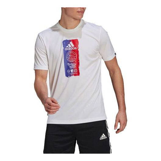 

Футболка Adidas Printing Round Neck Short Sleeve Sports Short Sleeve White T-Shirt, Белый