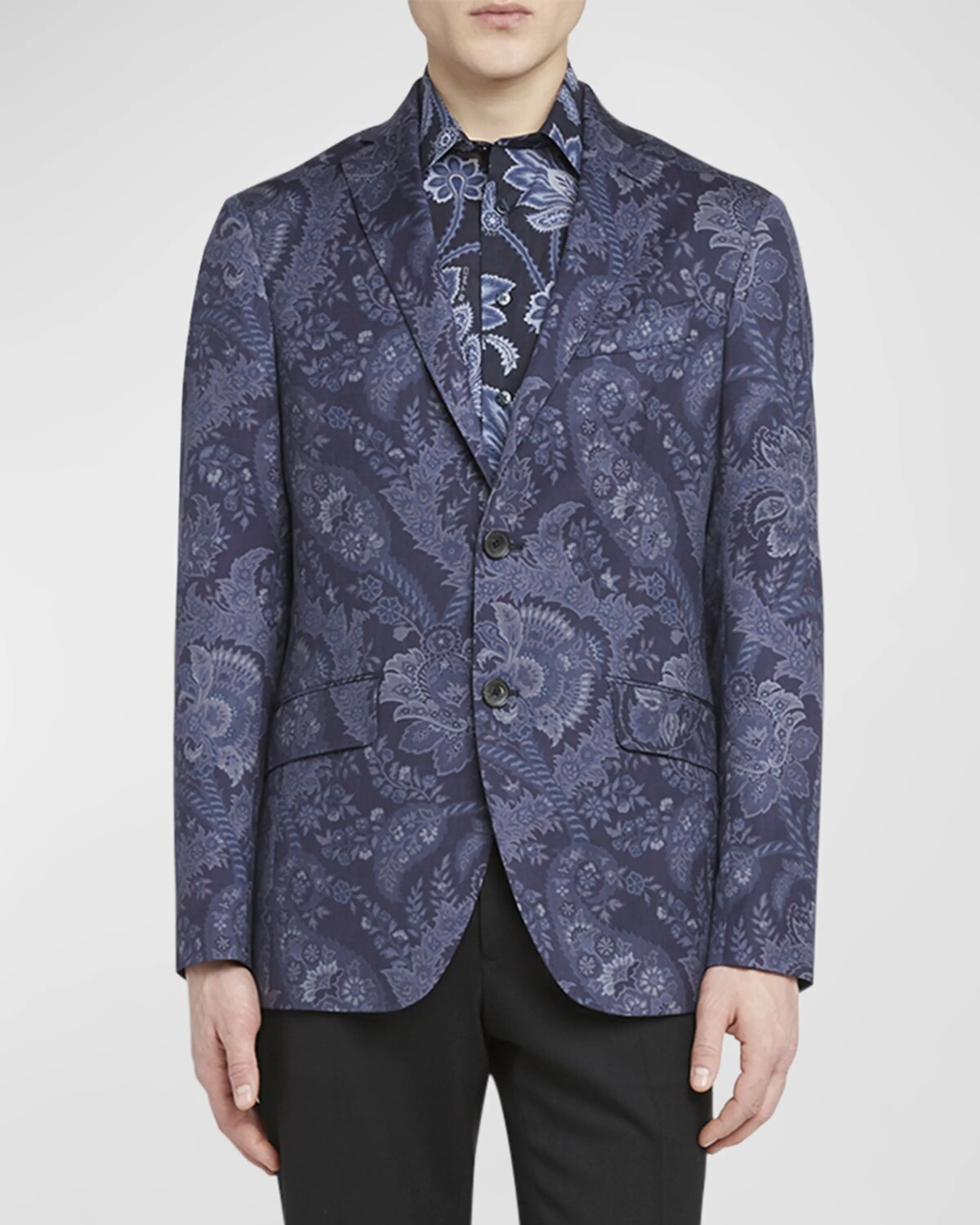 

Мужская легкая куртка с принтом пейсли Etro, цвет Print On Blue Base