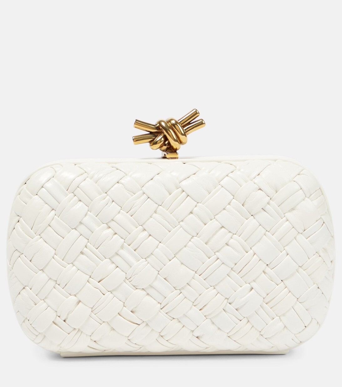 

Кожаный клатч с узлом intreccio Bottega Veneta, белый
