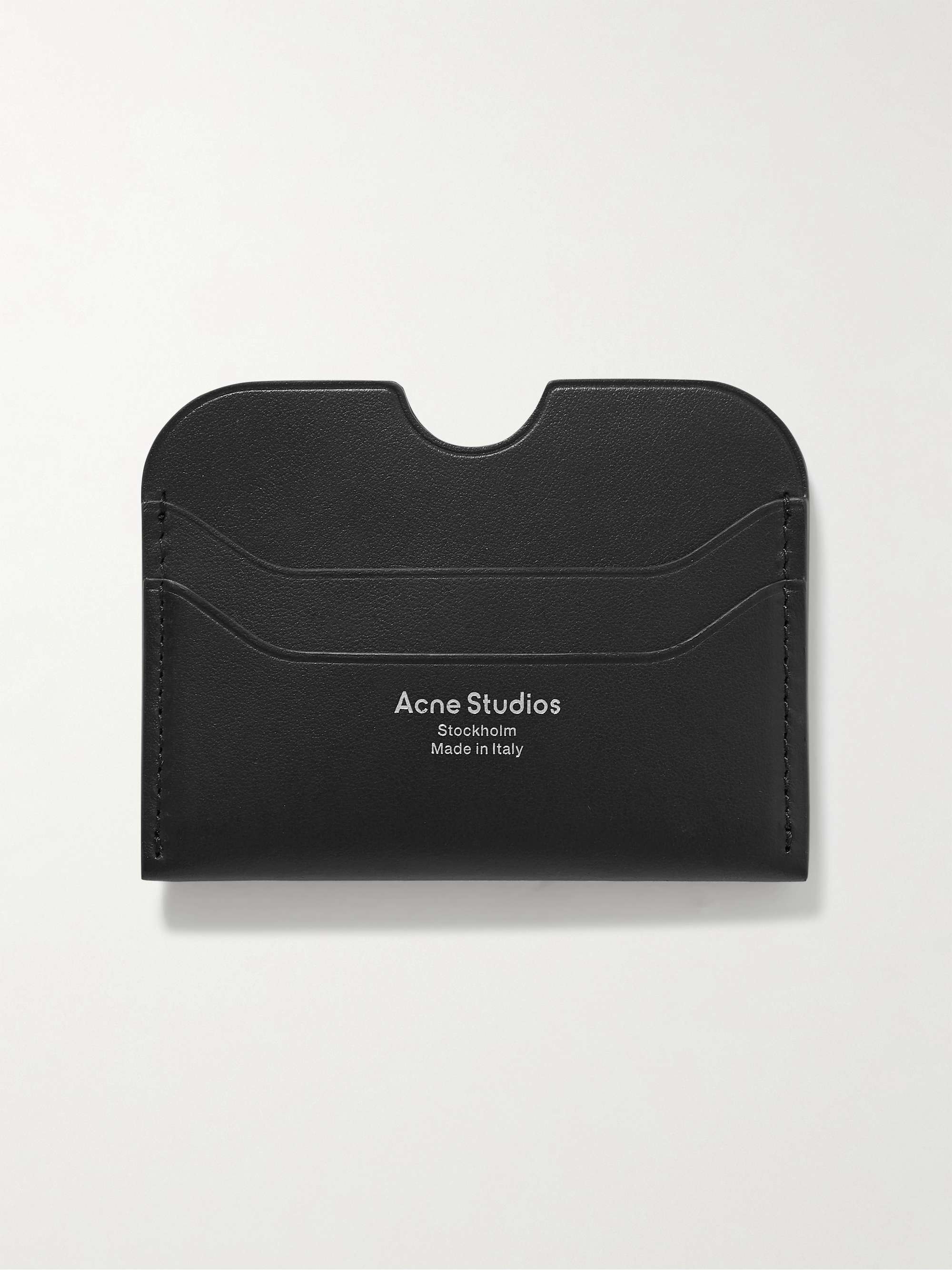 Кожаный картхолдер Elmas с логотипом ACNE STUDIOS, черный фото