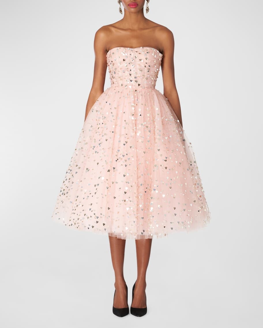 

Платье миди с корсетом из тюля с пайетками и пайетками Carolina Herrera