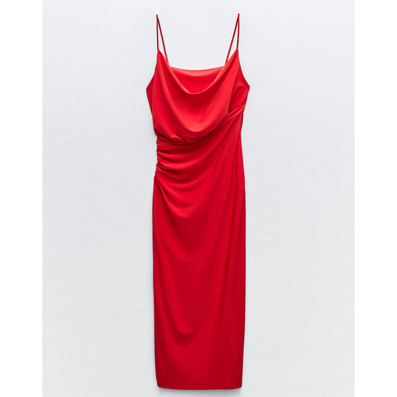 Платье Zara Flowing Crepe With Straps, красный