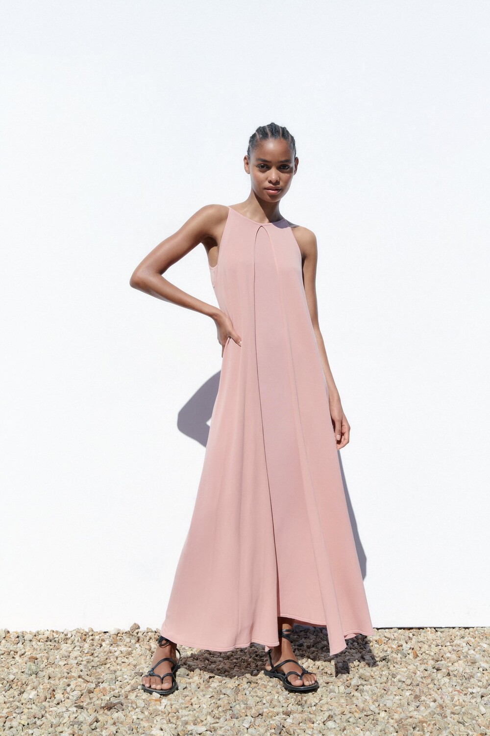 

Трикотажное платье-кейп ZARA, бледно-розовый