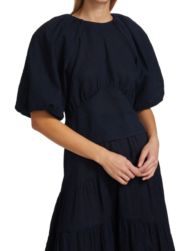 

Топ со сборками и пышными рукавами Frame Navy