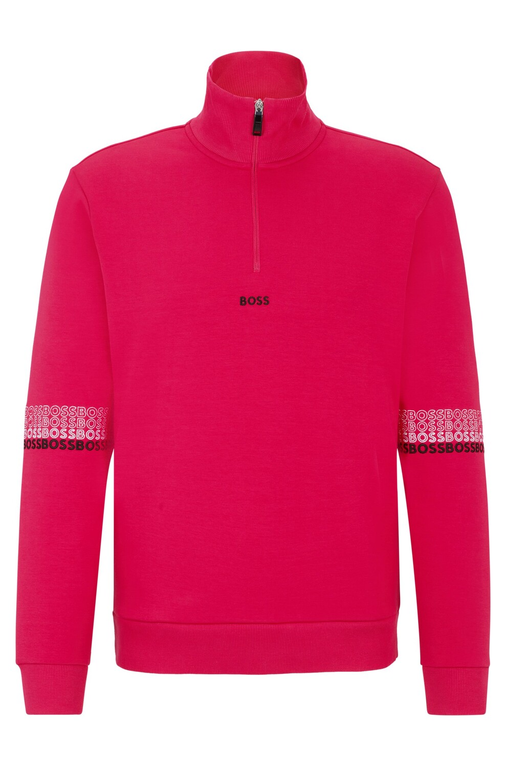 

Свитшот Boss Cotton-blend Zip-neck With Multi-colored Logos, розовый