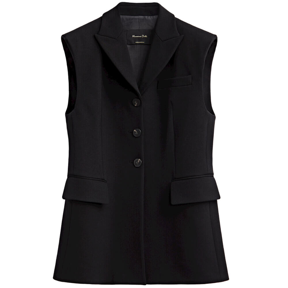 

Жилет Massimo Dutti Long Buttoned, черный