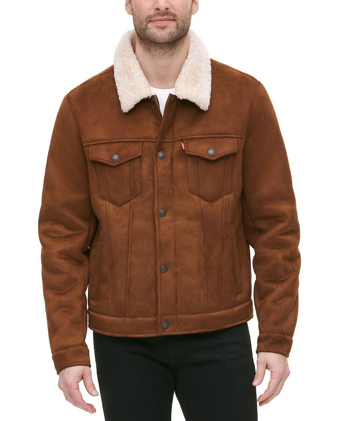 цена Мужская куртка trucker свободного кроя из искусственной овчины Levi's, коричневый