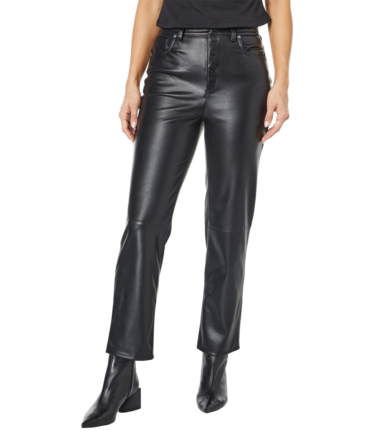

Брюки Blank NYC, The Baxter Leather Straight Leg Pants in Nowhere Road