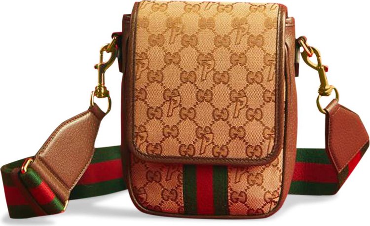 Сумка Gucci x Palace GG-P Canvas Messenger Bag With Web Shoulder Strap Beige, бежевый
