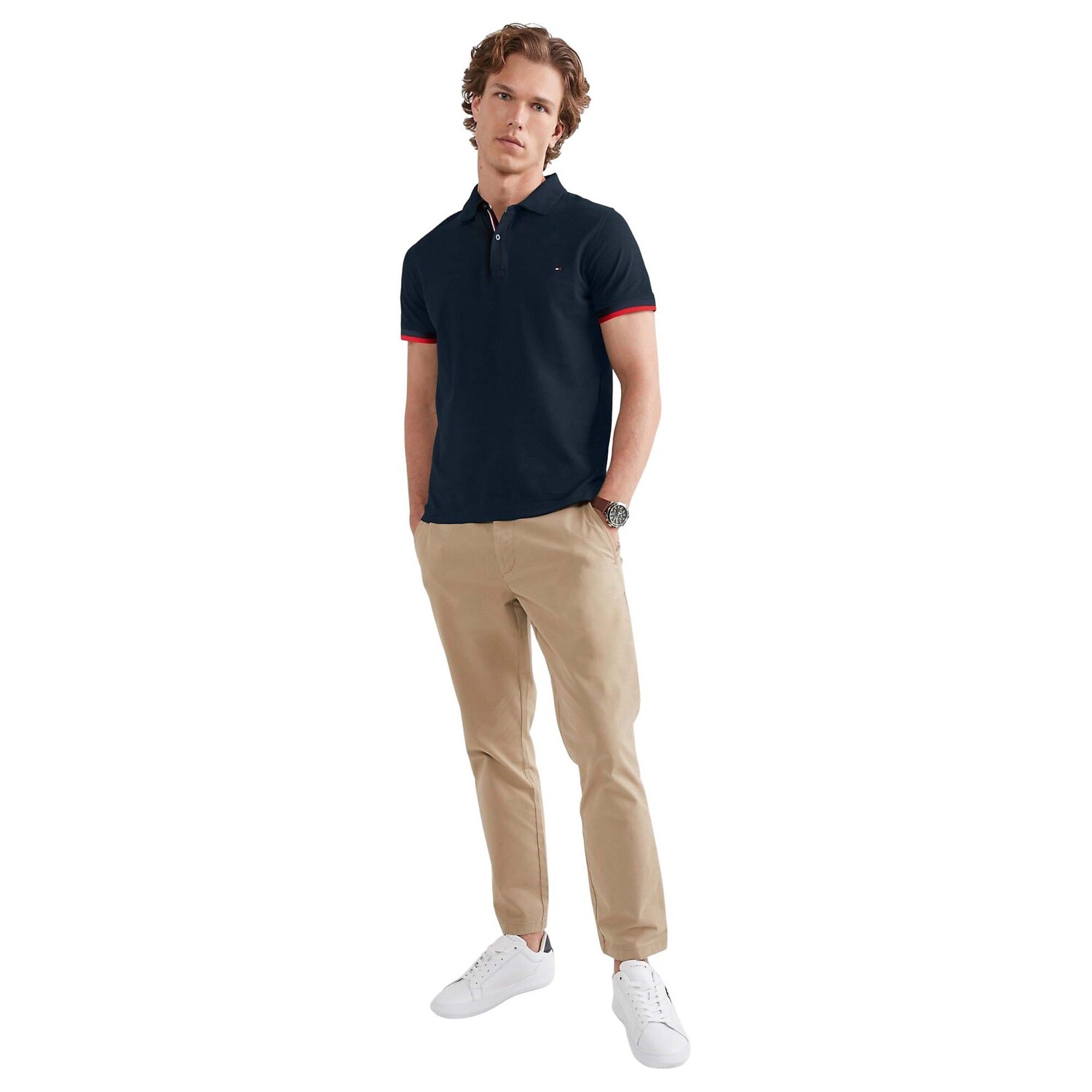 

Поло Tommy Hilfiger Regular Fit Tipped, темно-синий
