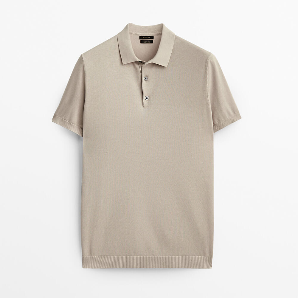 

Поло Massimo Dutti Short Sleeve Cotton Sweater, бежевый