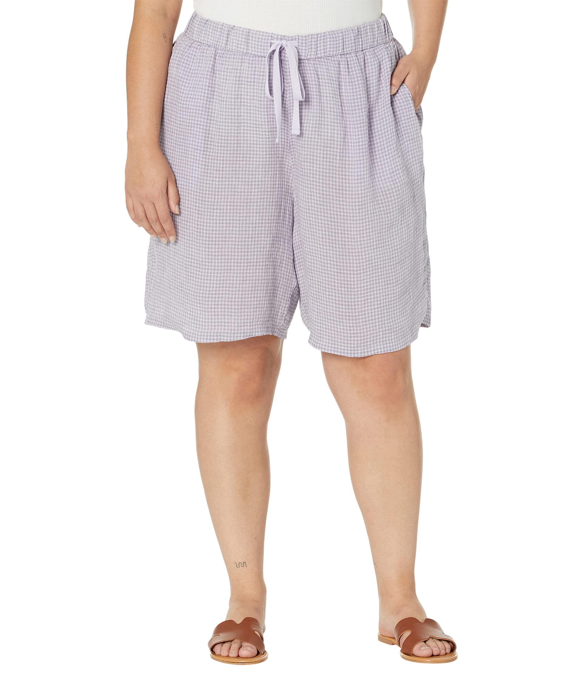 Шорты Eileen Fisher, Midthigh Shorts with Drawstring in Puckered Organic Linen