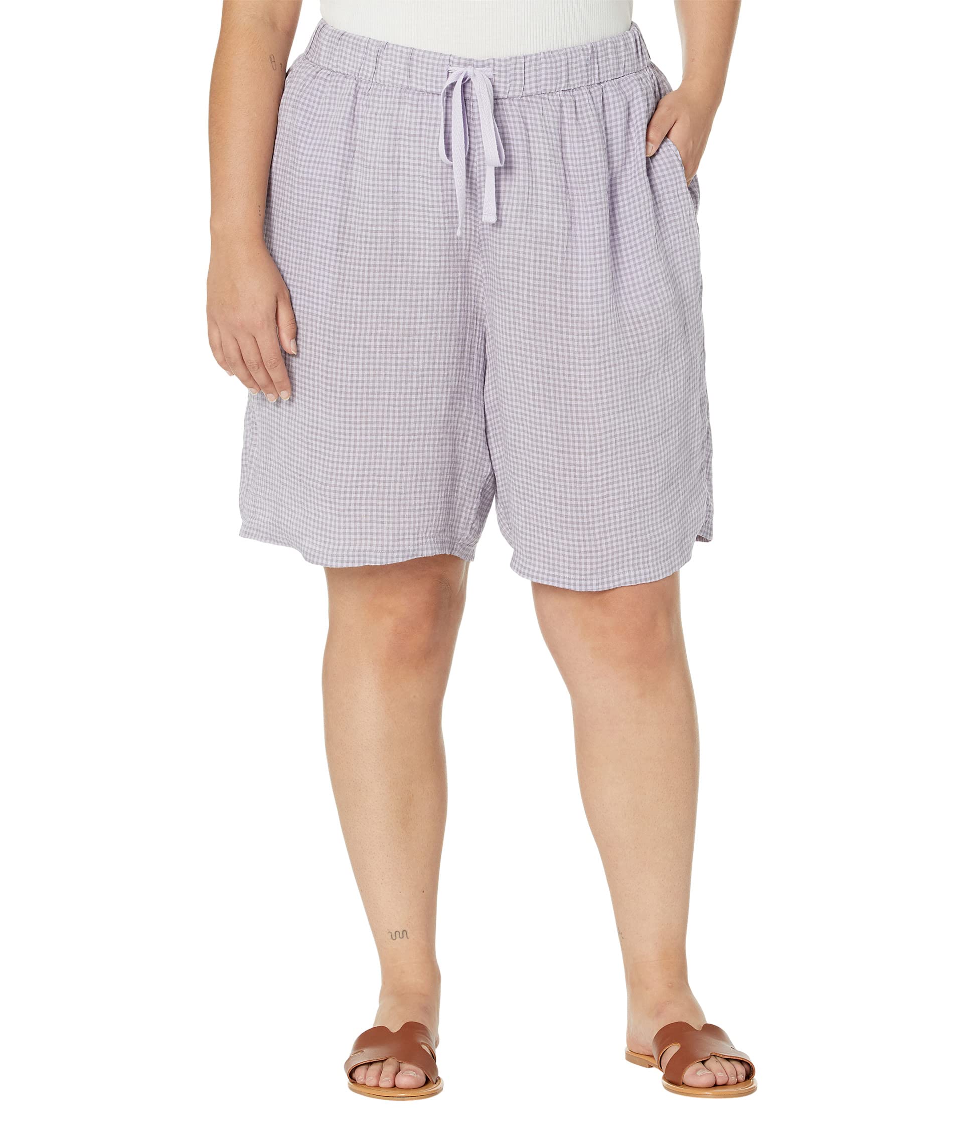 Eileen Fisher Midthigh Shorts with Drawstring in Puckered Organic