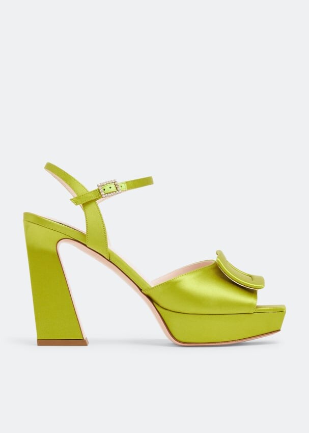 

Сандалии ROGER VIVIER Covered buckle platform sandals, зеленый
