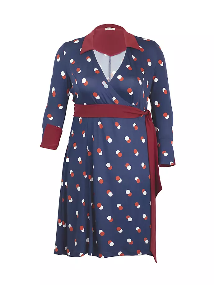 

Плюс изысканное платье с запахом Kiyonna, цвет navy dot duo