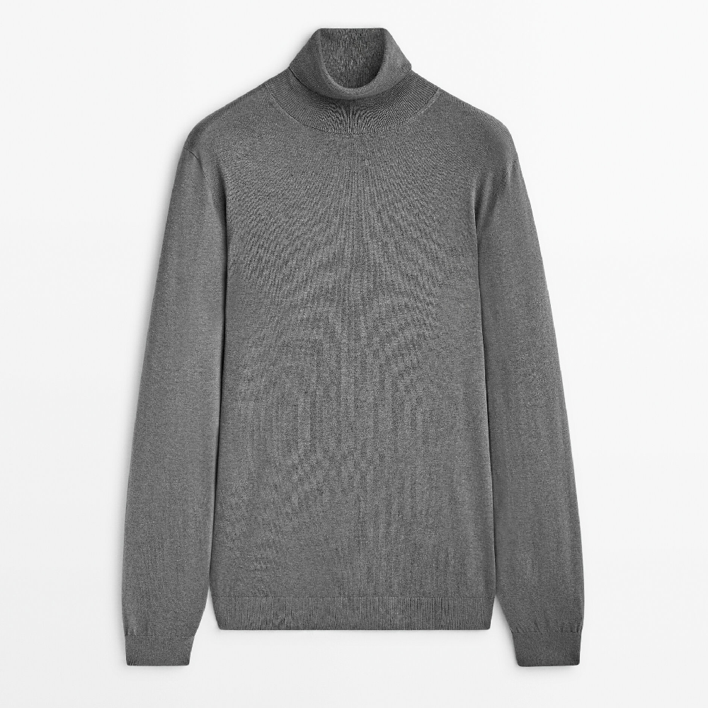 Свитер Massimo Dutti Cotton Blend High Neck, серый свитер massimo dutti blend round neck тёмно синий
