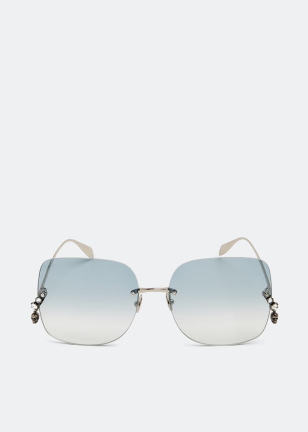 Солнечные очки ALEXANDER MCQUEEN Skull pendant jewelled sunglasses, серебряный
