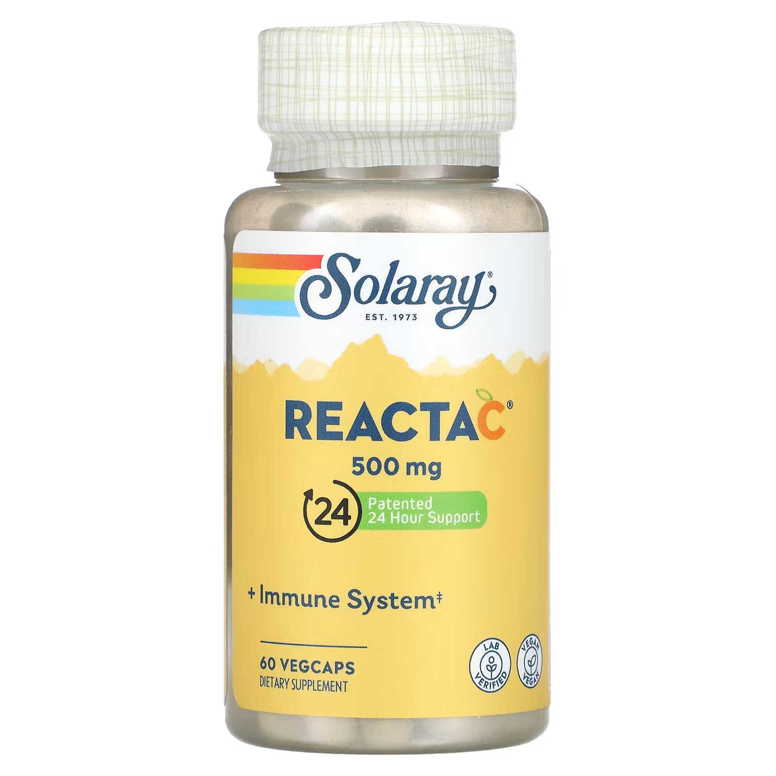 Solaray, Reacta-C, 500 мг, 60 капсул на растительной основе solaray vital extract черника 42 мг 60 капсул на растительной основе