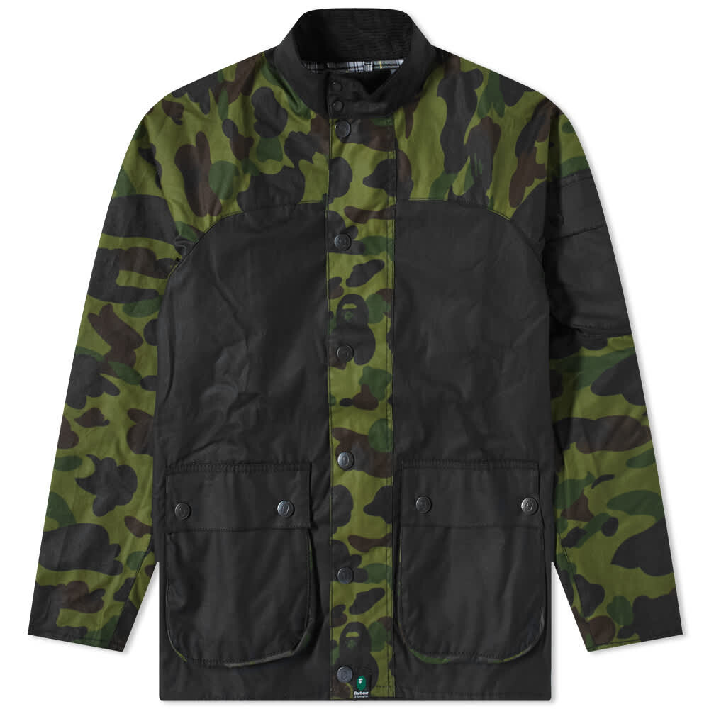 

Куртка от дождя с камуфляжным воском из коллаборации с A Bathing Ape Barbour, Черный