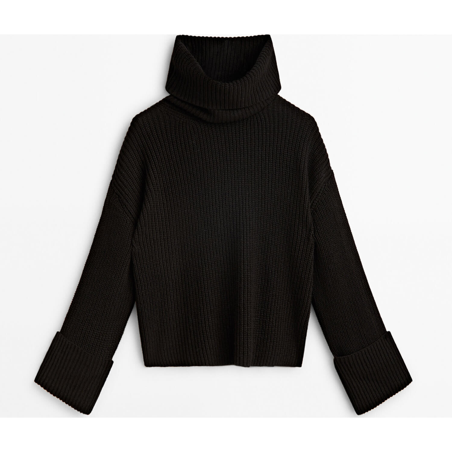

Свитер Massimo Dutti High Neck Knit With Double Cuffs, черный