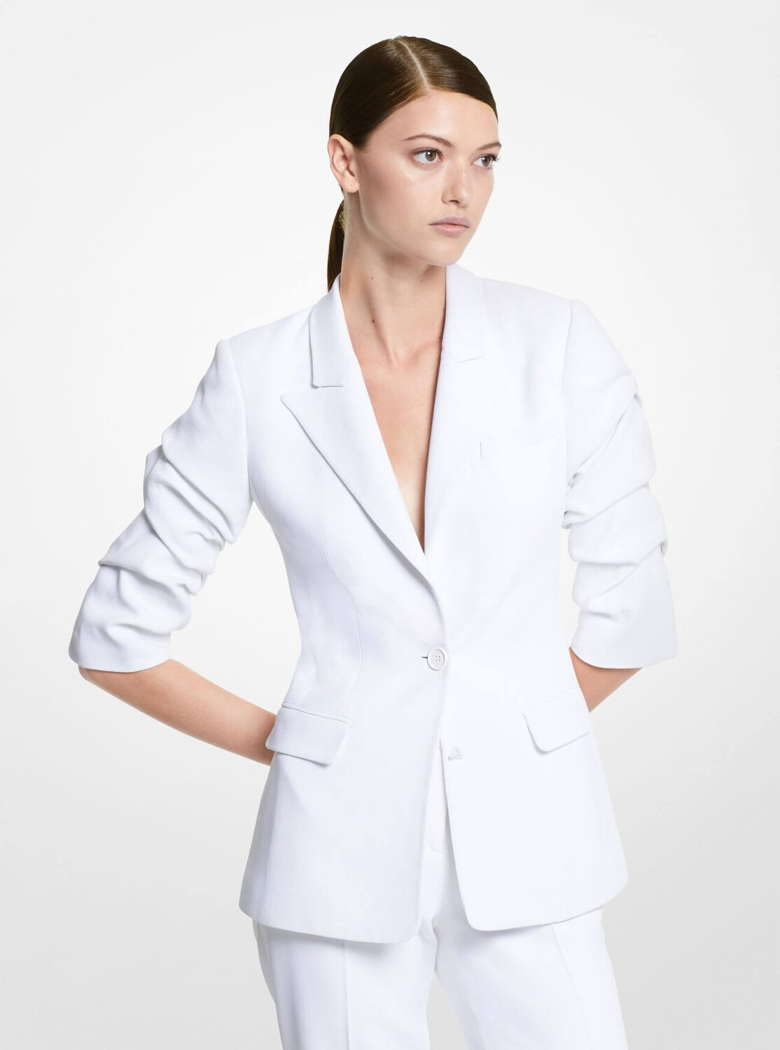 

Пиджак Michael Kors Cate Double Crepe Sable Crushed-Sleeve, белый