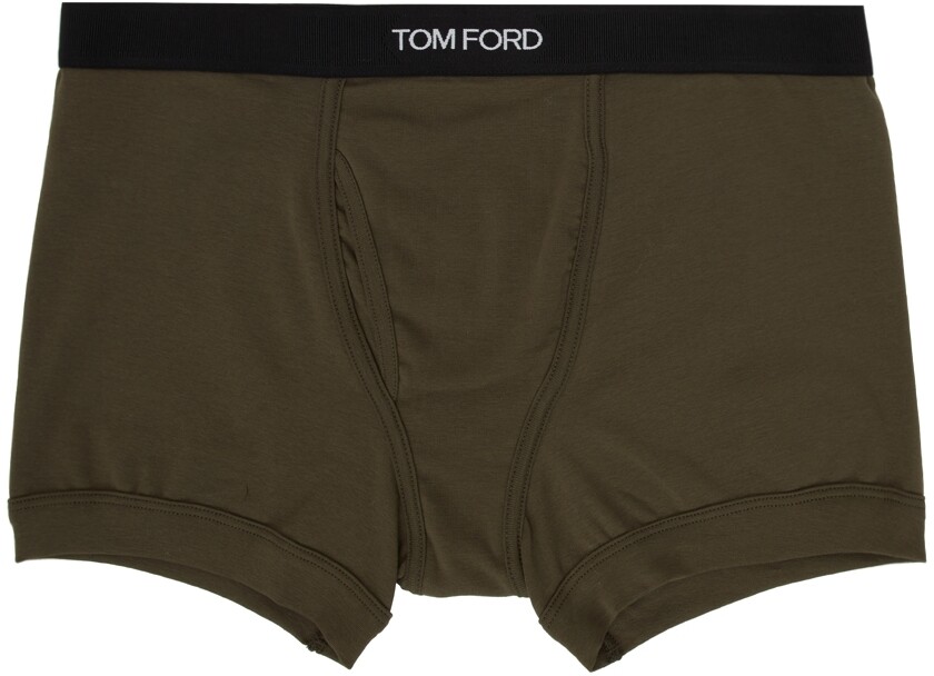 

Хлопковые трусы-боксеры цвета хаки TOM FORD
