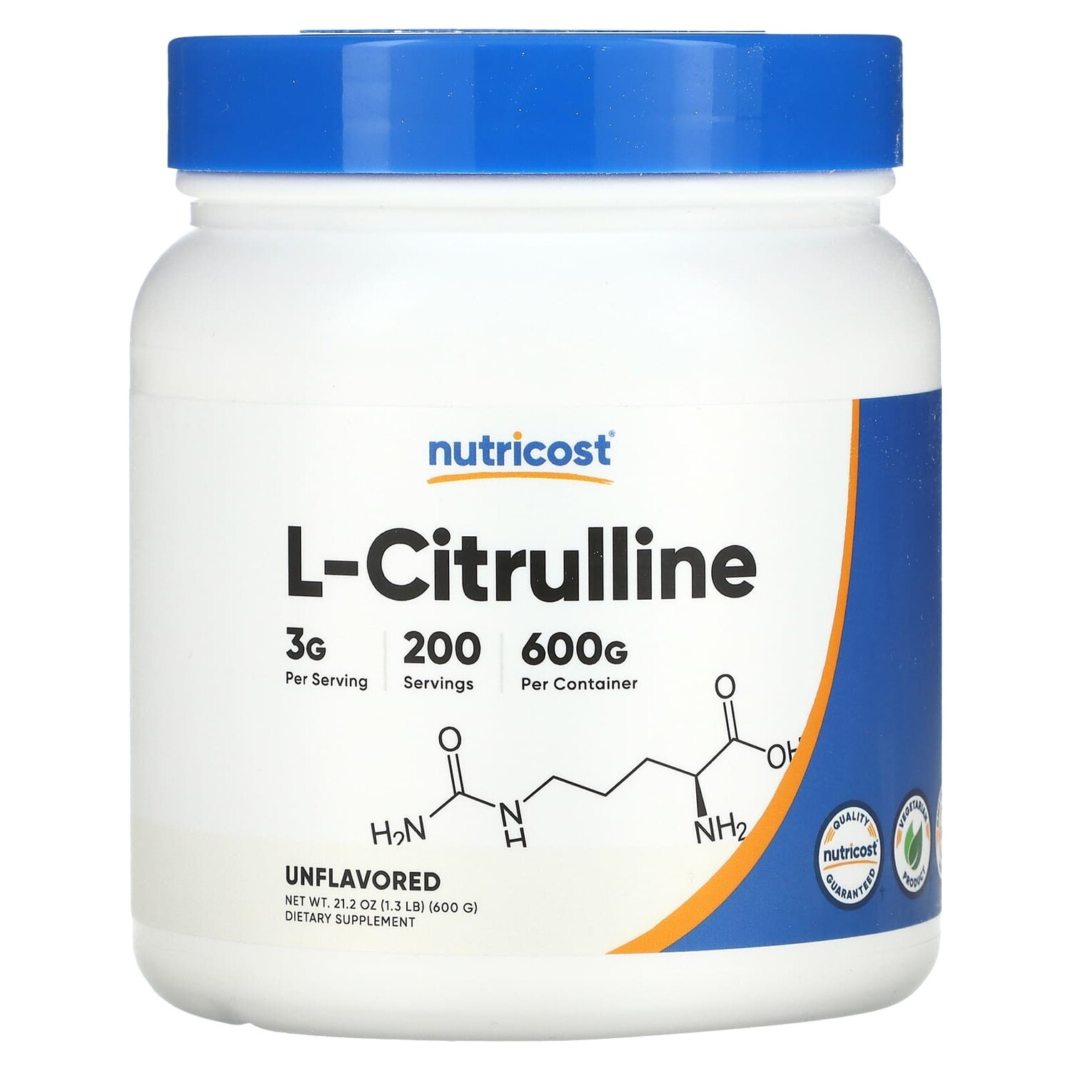 

L-цитруллин, без добавок, 600 г (21,2 унции), Nutricost