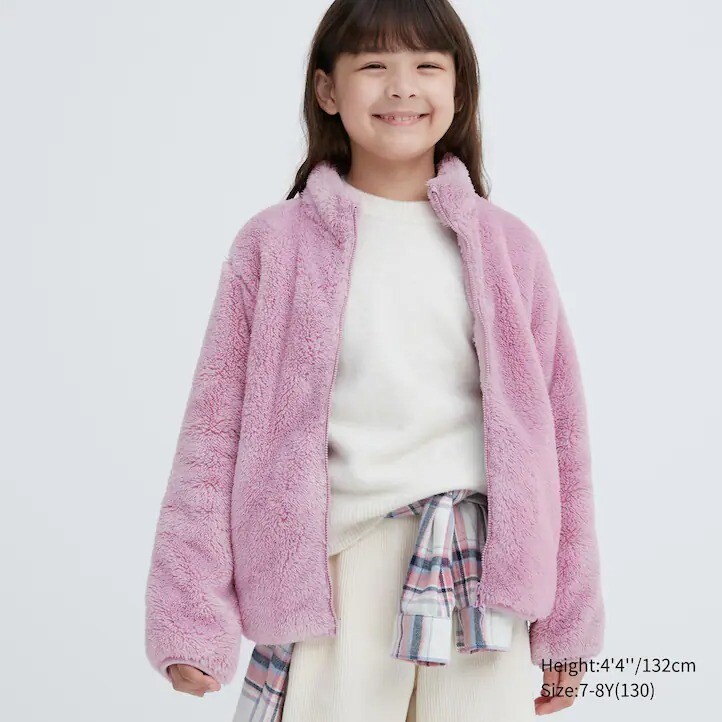 Флисовая куртка Uniqlo kids на молнии, розовый флисовая куртка uniqlo kids на молнии темно синий