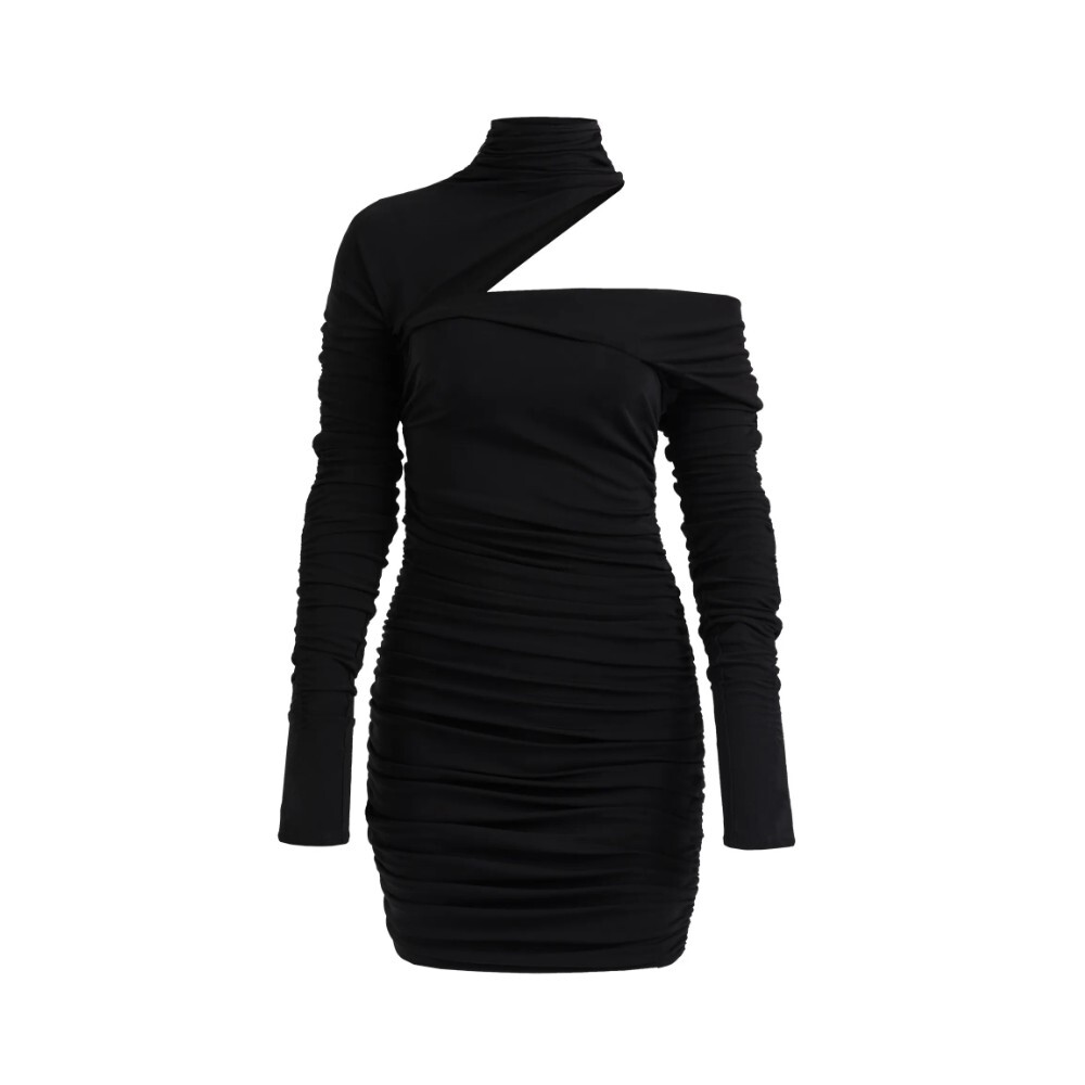 

Мини-платье на одно плечо Mugler H&M Pleated, черный