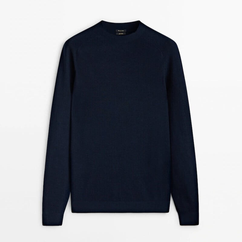 

Свитер Massimo Dutti Crew Neck, темно-синий